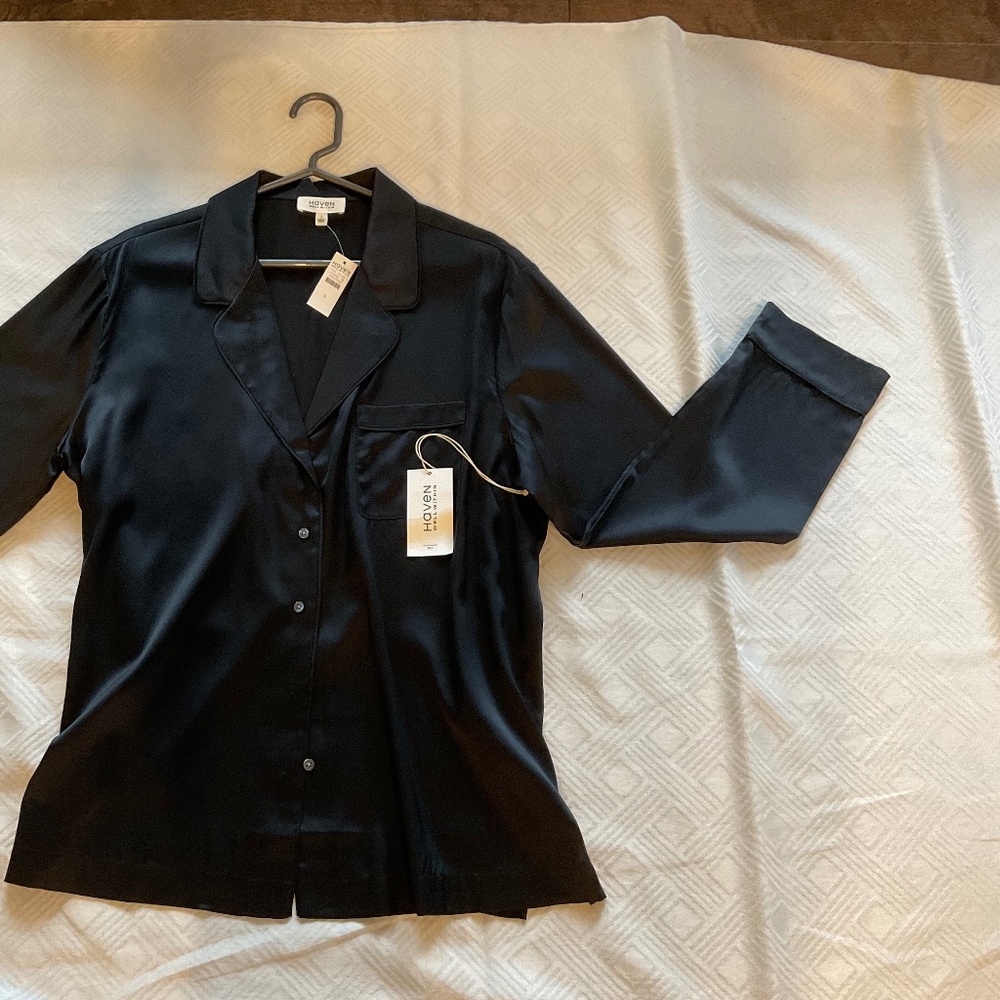 Haven Silk Pajama Style Blouse NWT - L